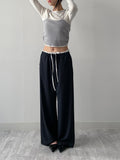 Color Matching Stripe Banding Wide Pants