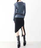 Er unbalanced shirring string skirt