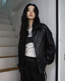 Vegan leather varsity jacket