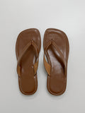 Stitched Leather Flip-flops Slippers