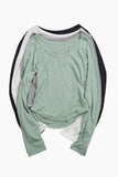 Summer U-neck Ribbed Long Sleeve