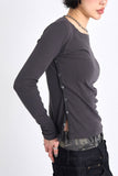 Side button slit long sleeve