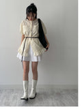 [Pants Lining!] Pin Tuck Flare Mini Skirt