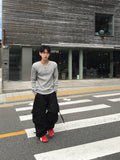 Overlock Henley Neck Knit Long Sleeve