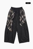 Checker drape layered pants
