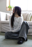 Ribbed side eyelet tee