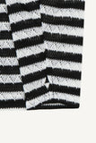 Striped Henley neck long sleeve knit