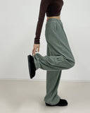 Banding corduroy long wide pants