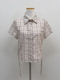 Tartan Check Shirring Short Sleeve Shirt