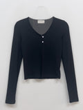 Two-button slit ribbed cardigan T-shirt