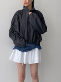 Shirring Raglan Nylon Jumper
