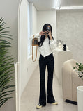 Basic cotton semi-bootcut pants