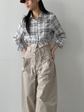 Check Seersucker Crop Shirt