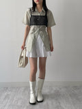 Tencel collar strap blouse