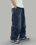 Grayish pin tuck denim pants