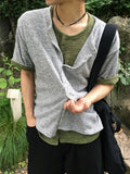 Ian Crop Round Knit Short Sleeve Cardigan