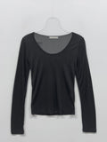 Mono Deep U-neck See-through T-shirt