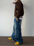 Curve Cut Washing Cargo Denim