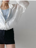 Organza Raglan See-through Blouson Jumper