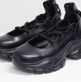 Plum Lace-up Strap Platform Sneakers