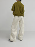 Cable wool two-way zip-up cardigan
