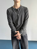 Lau Ribbed Henley Neck Long Sleeve