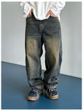 Kale Salt Washing Brushed Balloon Denim Pants