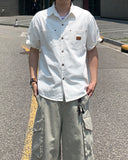 Rivet Patchwork Short Sleeve Shirt