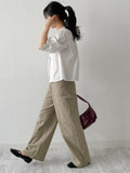 Frill V-neck Three Quarter Blouse
