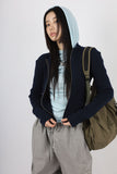Basic ribbed knit zip-up