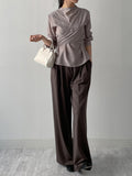 [Long Sleeve Ver.] Earth Wrap Loose Fit Blouse