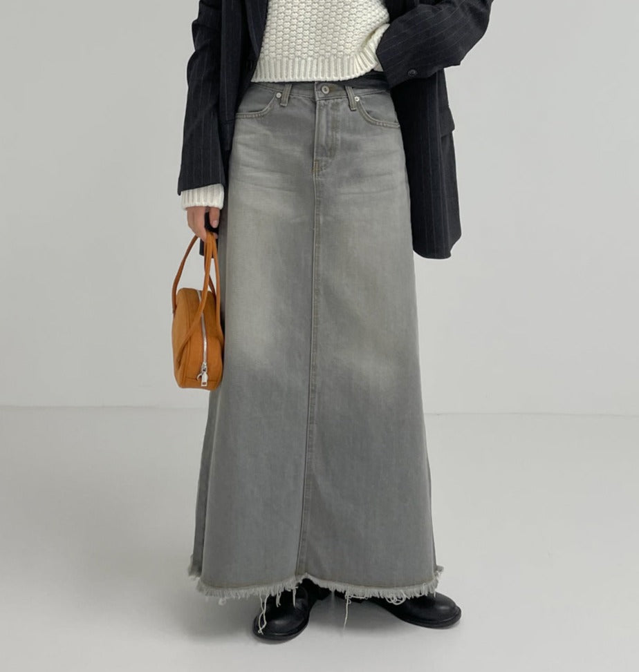 【INCHANT ME】682 Slit Maxi Denim Skirt INCHANT ME(インチャントミー) - 682スリットマキシデニム