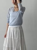 Antique Tiered Flare Long Skirt