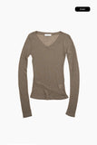 Bagel wool sheer long sleeve