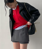 Verdi Flap Overfit Leather Blouson