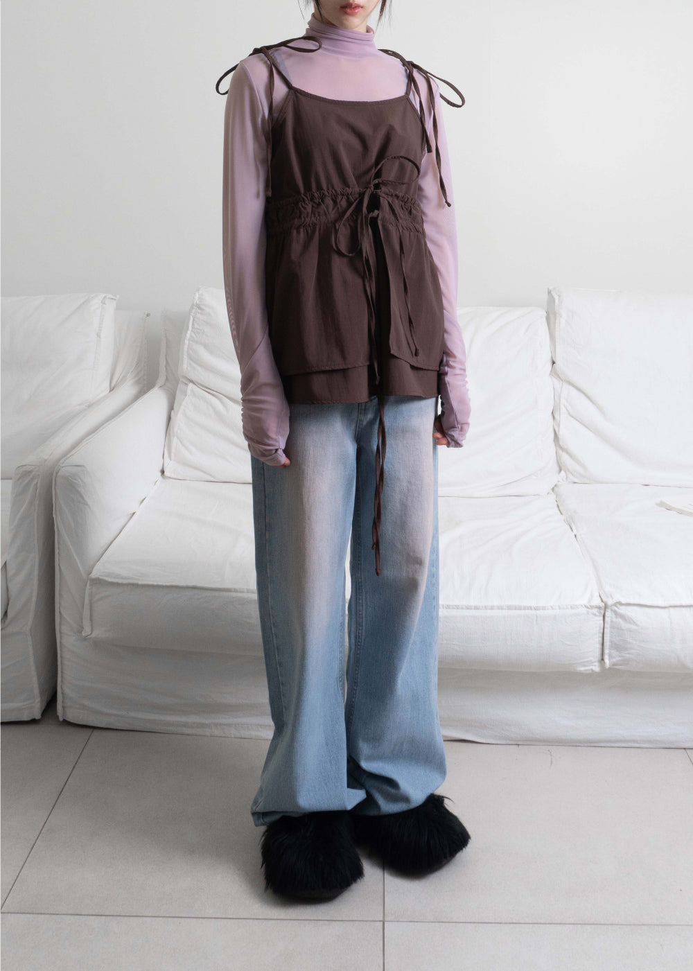 【WOOHWA】PINK WASHING WIDE DENIM PT WOOHWA (ウーファ) - ピンクウォッシングワイドデニムパンツ