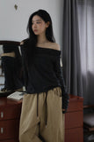 Stripe Shoulder Open Tee