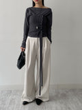 Boat Neck Shirring Wrap T-Shirt