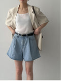 Culotte Wide Denim Shorts