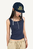 Button ribbed sleeveless
