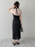 Lara Tweed Belted H-Line Long Skirt