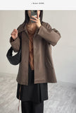 Lape Belted Half Leather Coat