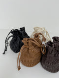 Leather Pleats Shoulder Bucket Bag