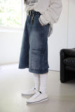 Work Cargo Denim Skirt