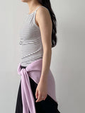 Tencel Striped Boat Neck Sleeveless