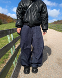 Black leather shirring padding
