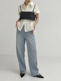 Poplin Two-Way Loose Fit Short Sleeve Shirt