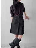 Road Pintuck A-Line Midi Skirt