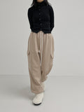 [unisex] Brushed cargo wide training pants