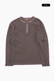 Pigment ribbed henley long sleeve